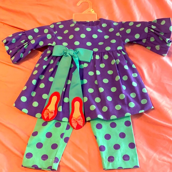 Purple and light blue polkadot a two piece - Picture 1 of 3